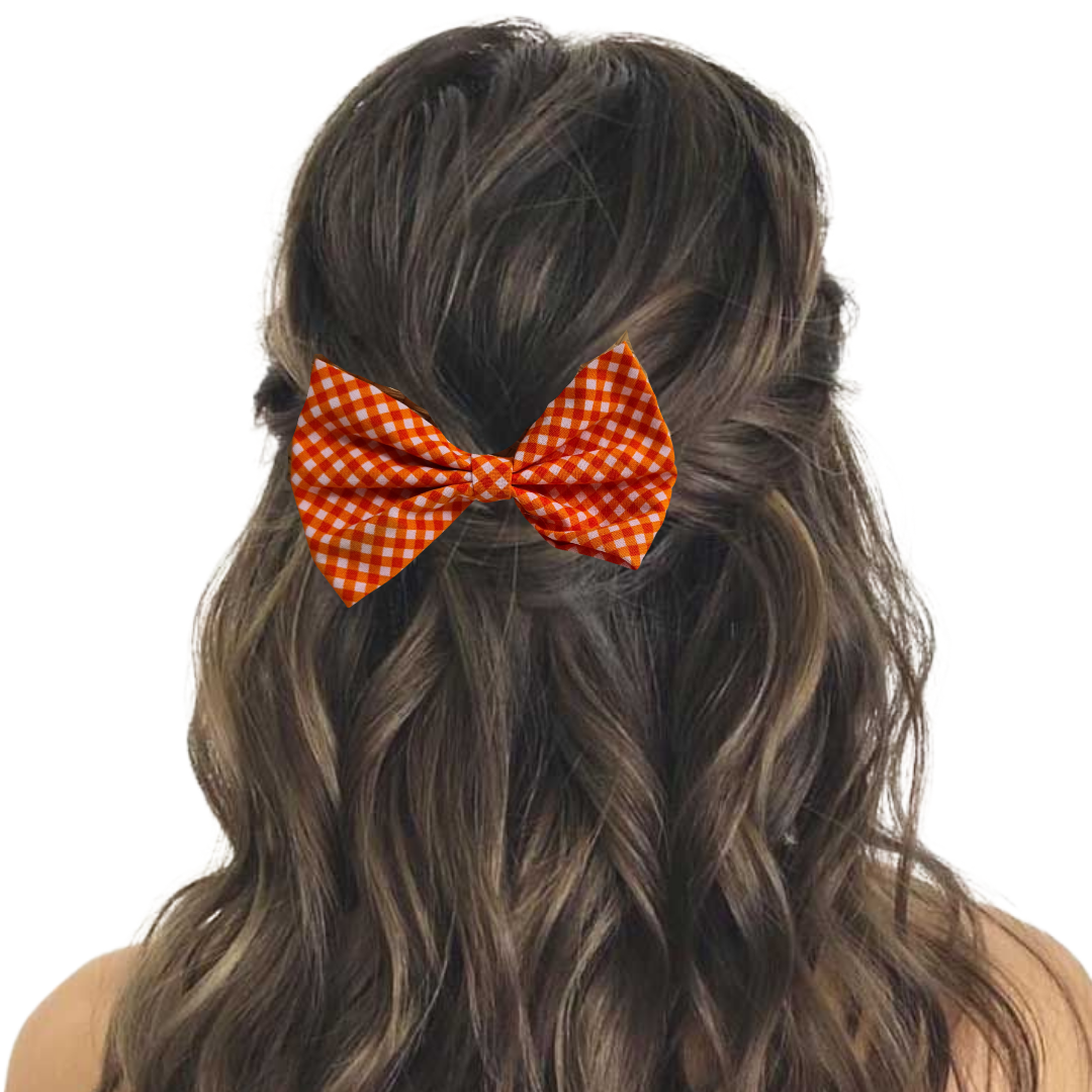 Mandarin Mini Gingham - Hair Bow