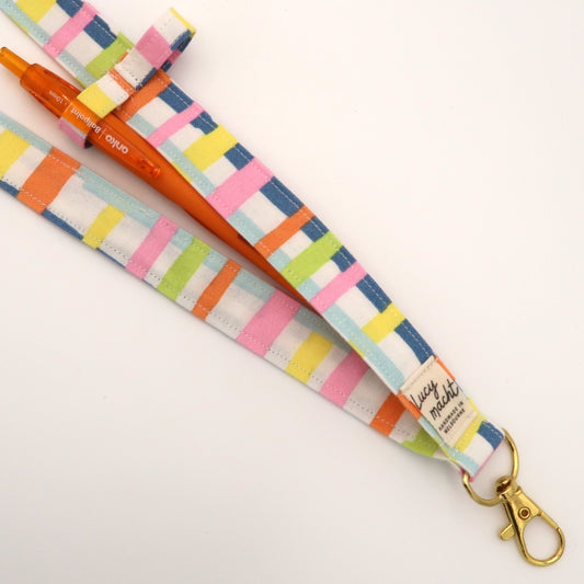 Pastel Check - Looped Lanyard