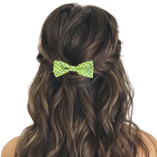 Lime Mini Gingham - Hair Bow