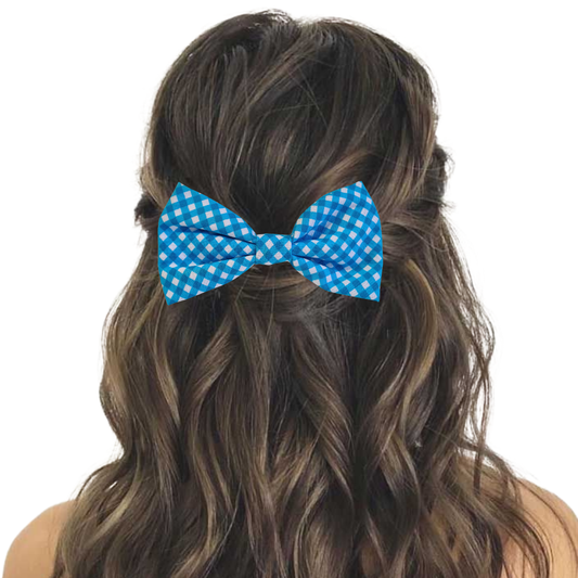 Blue Mini Gingham - Hair Bow