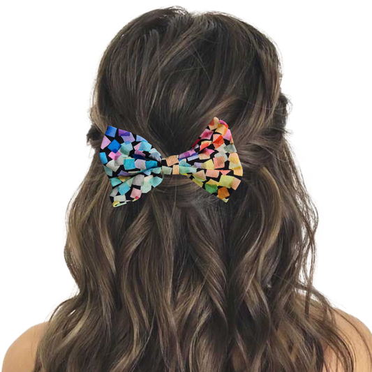 Black Squarefetti - Hair Bow