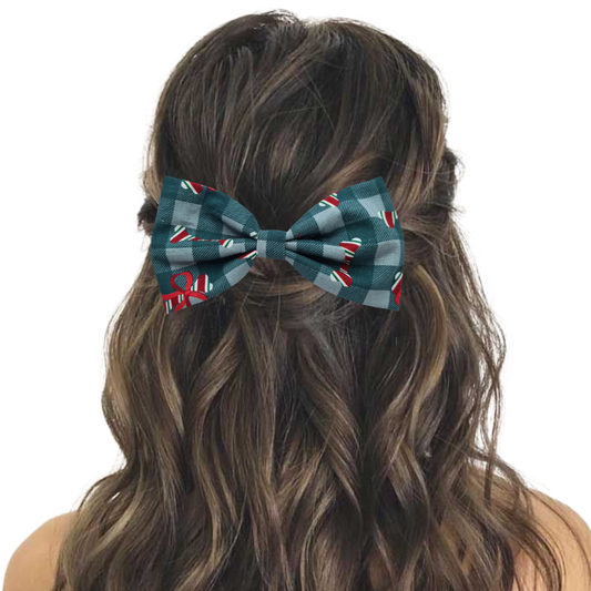 Christmas Plaid & Bones - Hair Bow