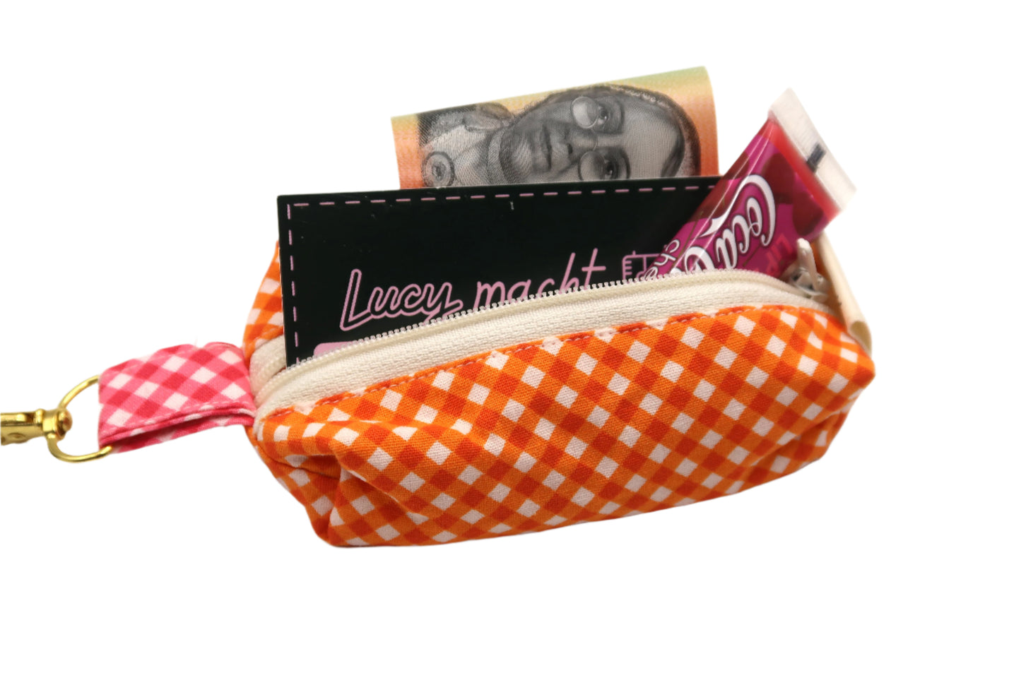 Mandarin Mini Gingham - Keyring Pouch