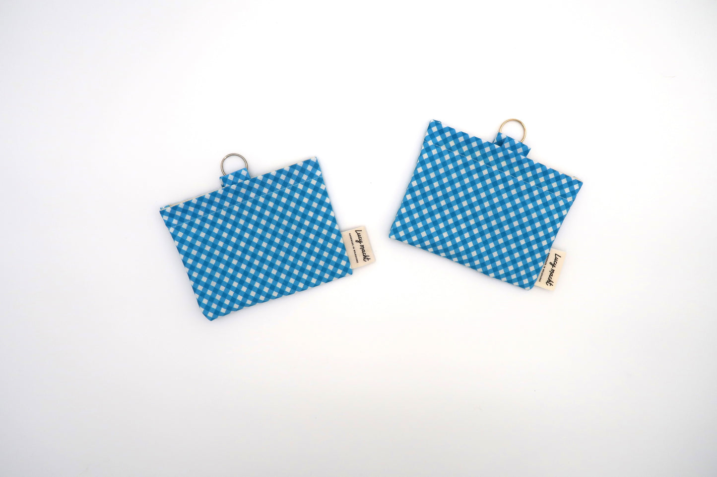 Hellblaues Mini-Gingham - Mini-Beutel mit Druckknopf