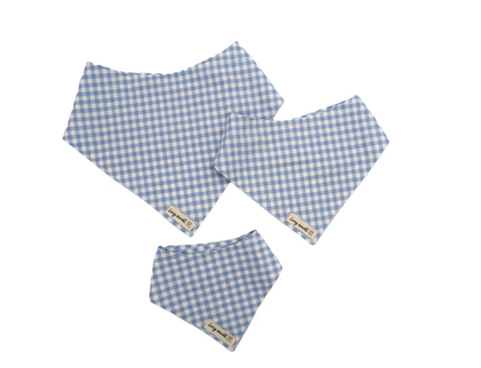 Pastellblaues Gingham - Bandana für Haustiere