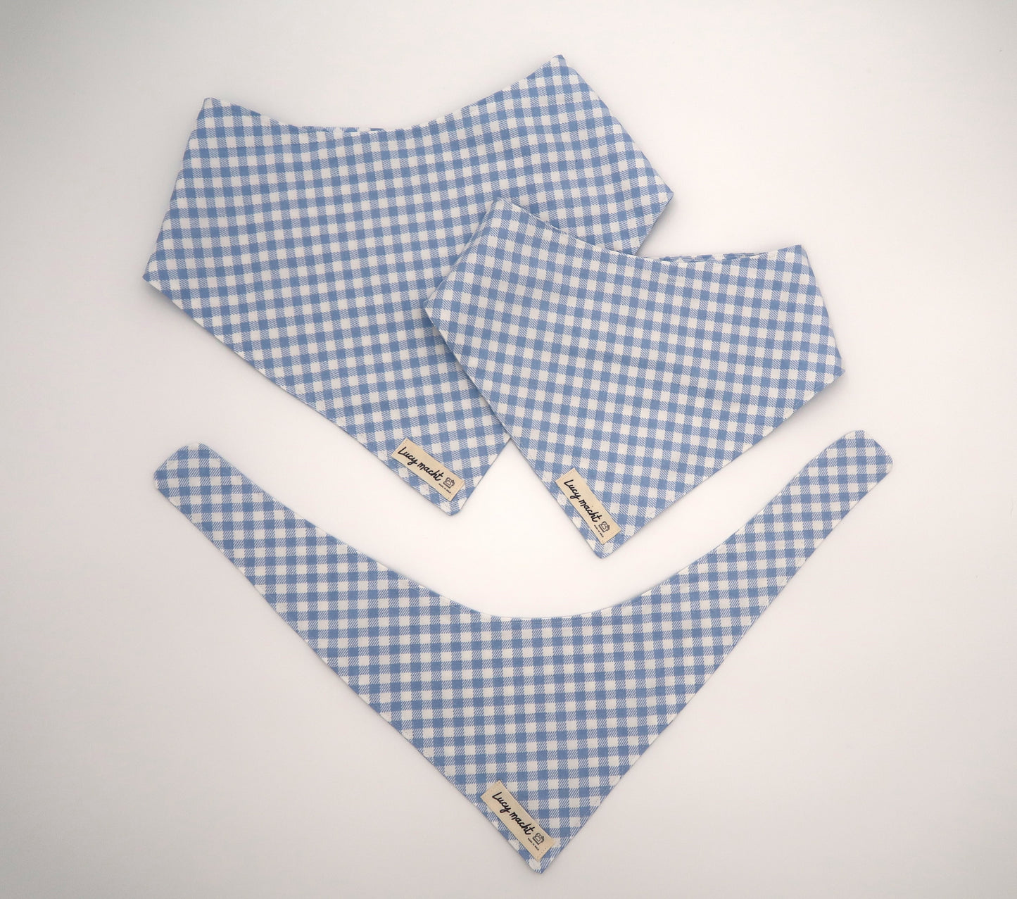 Pastellblaues Gingham - Bandana für Haustiere