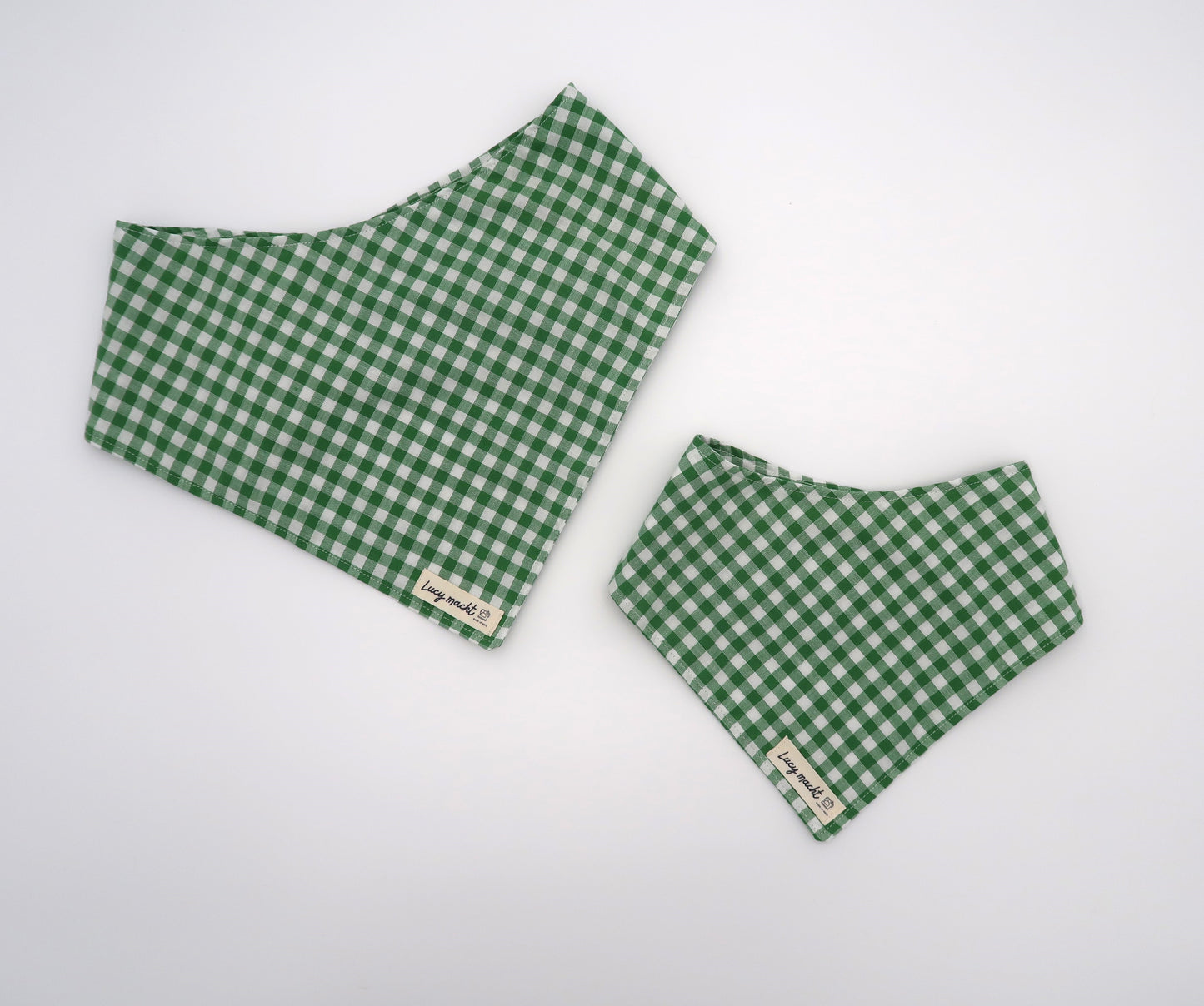 Klassisches grünes Gingham - Halstuch für Haustiere