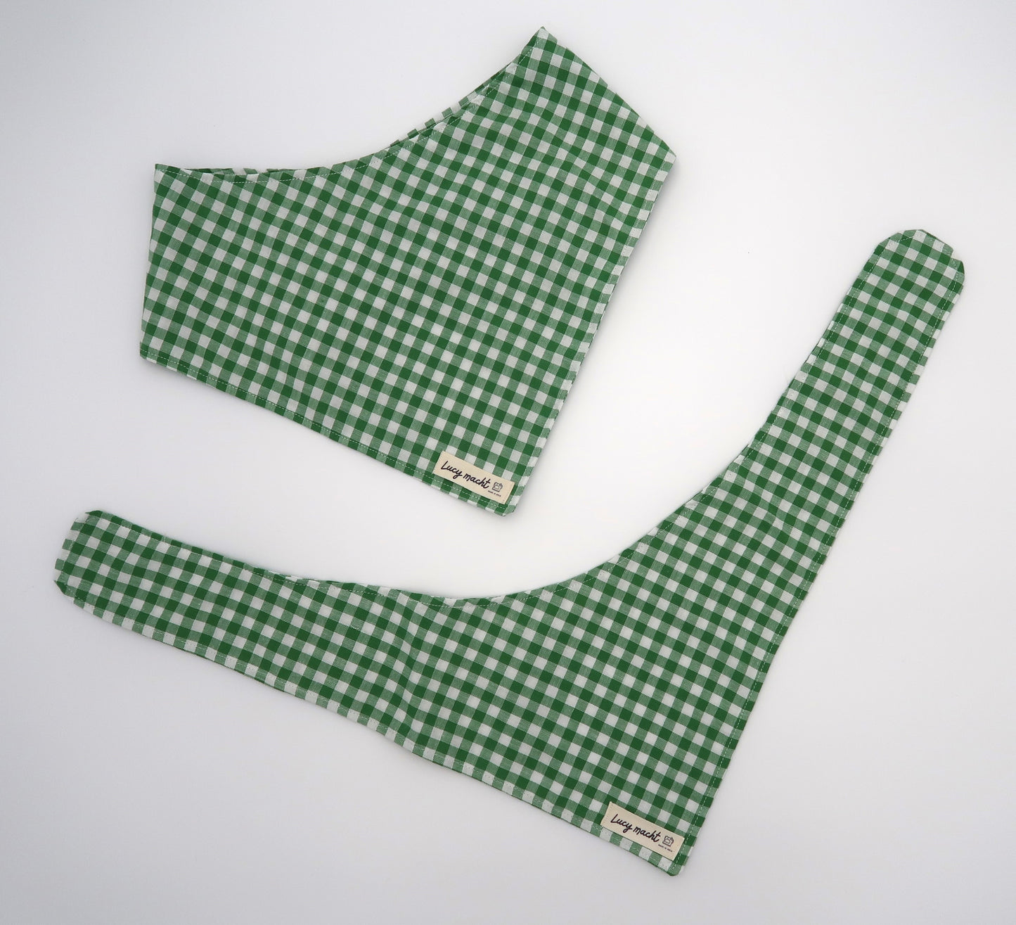 Klassisches grünes Gingham - Halstuch für Haustiere