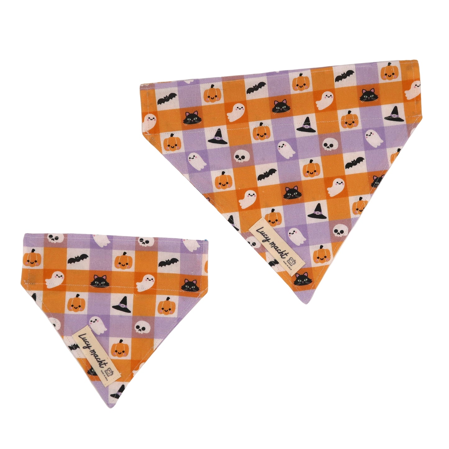 Halloween Gruseliges Karomuster - Haustierhalsband Bandana