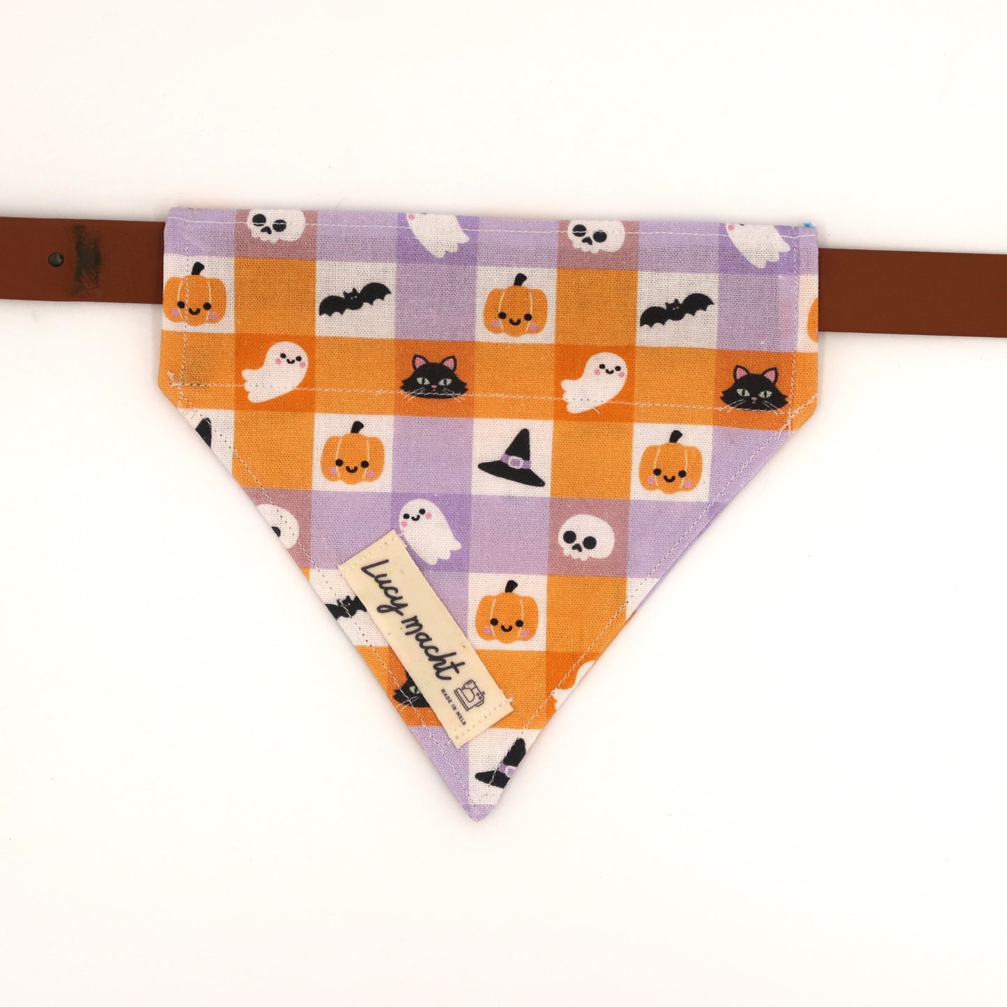 Halloween Gruseliges Karomuster - Haustierhalsband Bandana