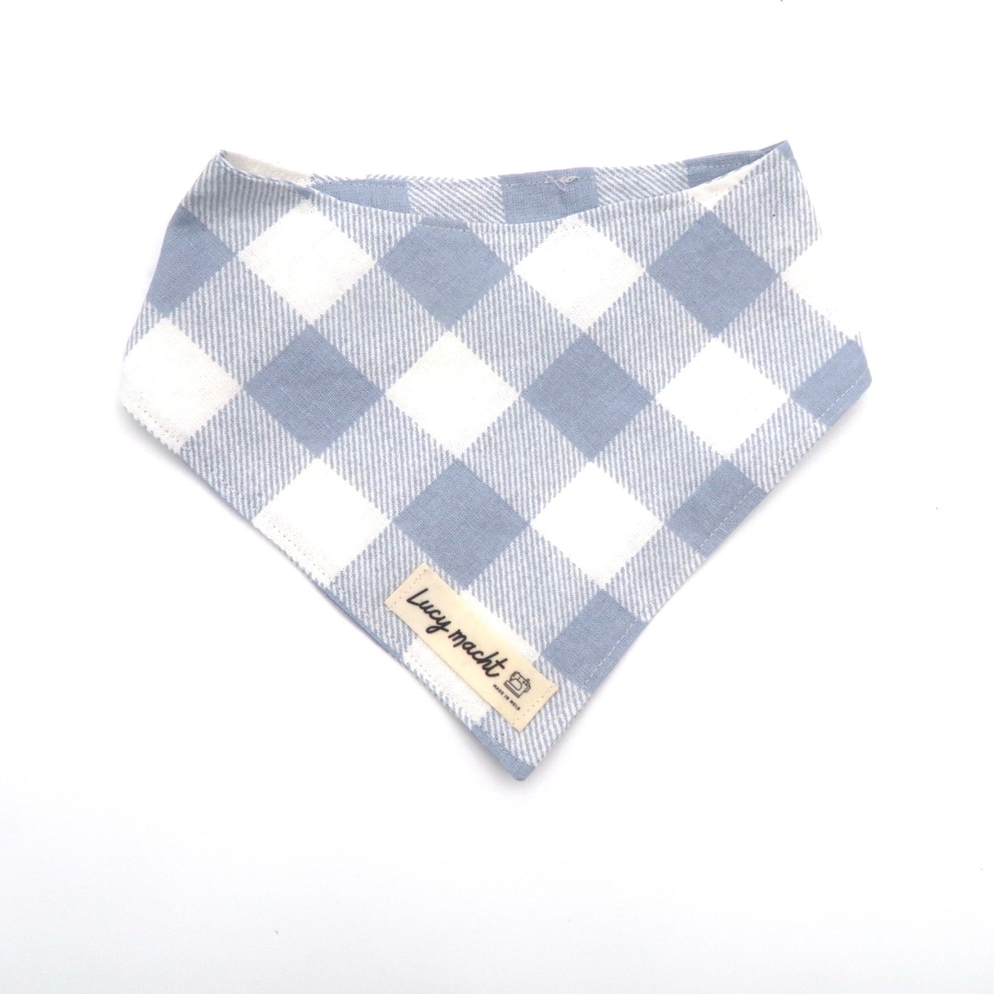 Pastellblaues großes Karomuster - Bandana für Haustiere