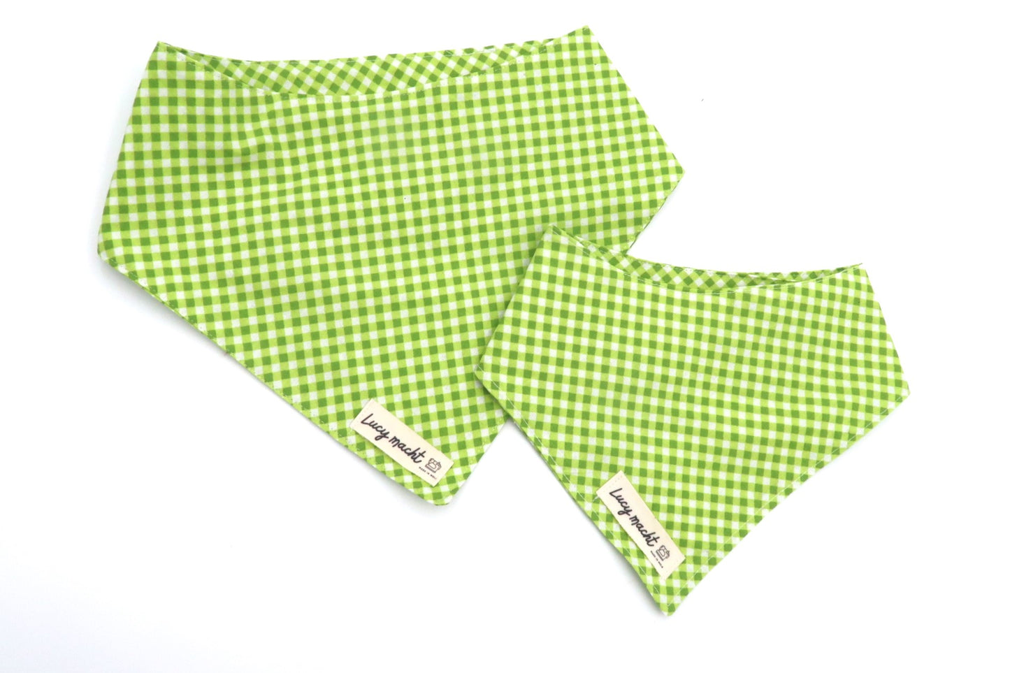 Limettengrünes Mini-Gingham - Halstuch für Haustiere