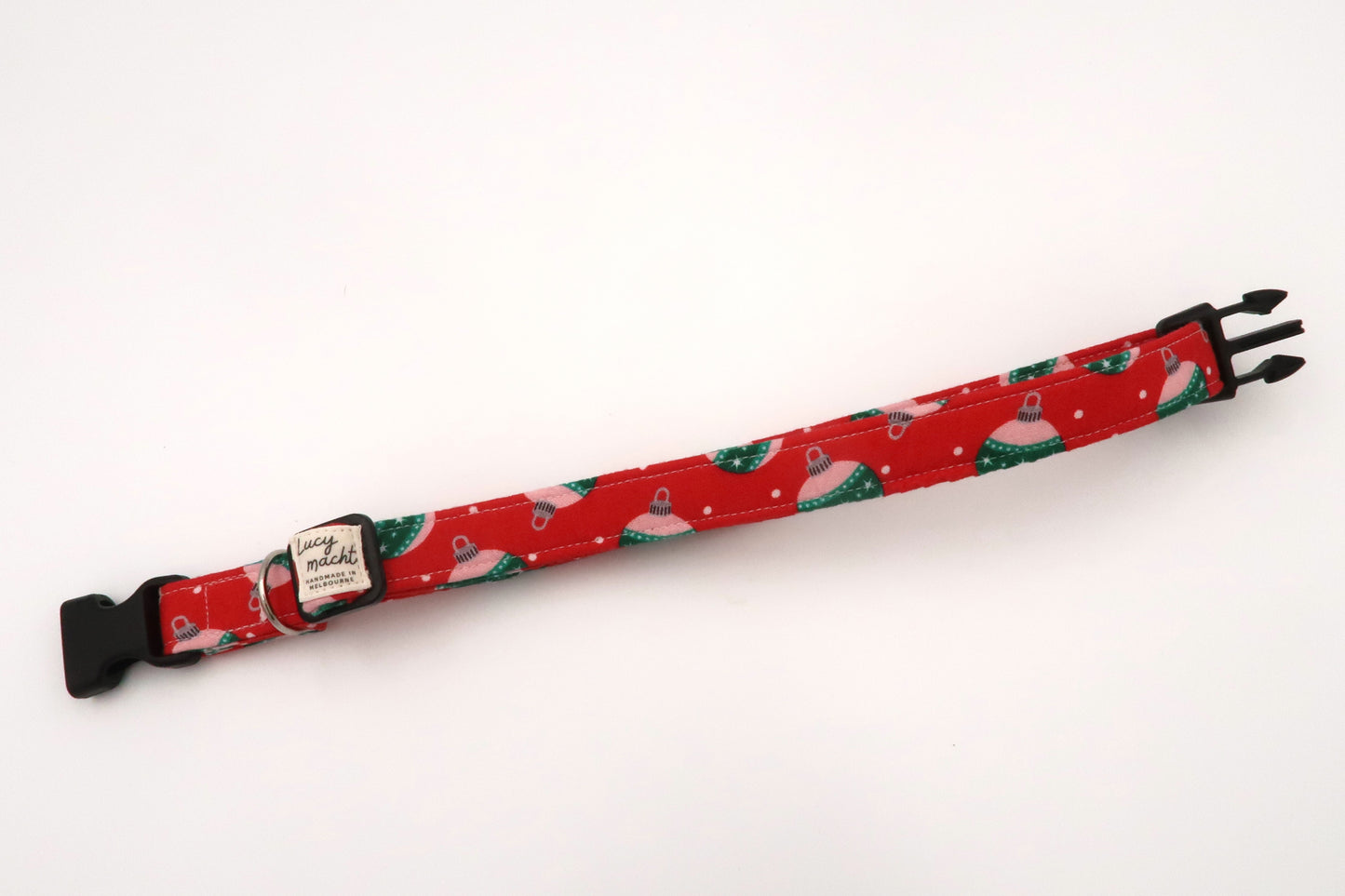 Rote Weihnachtskugeln - Verstellbares Hundehalsband