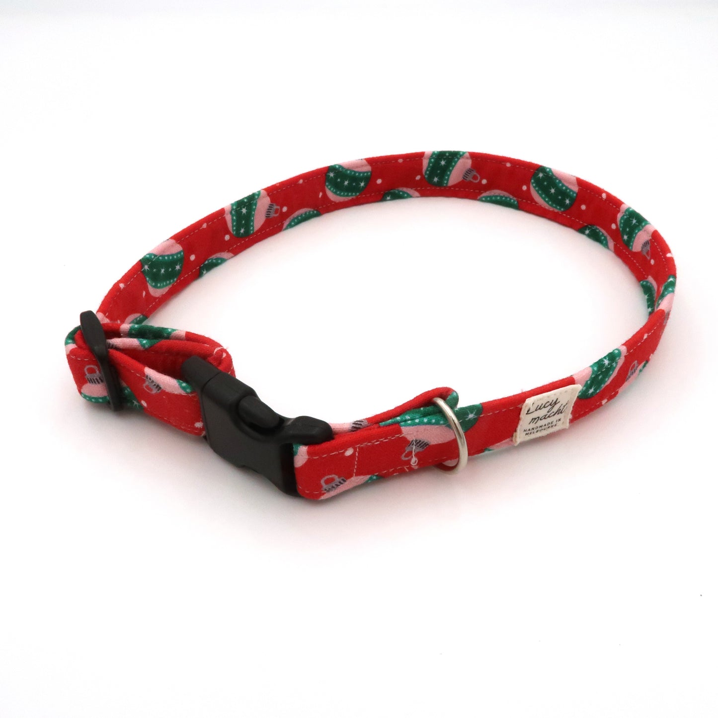 Rote Weihnachtskugeln - Verstellbares Hundehalsband