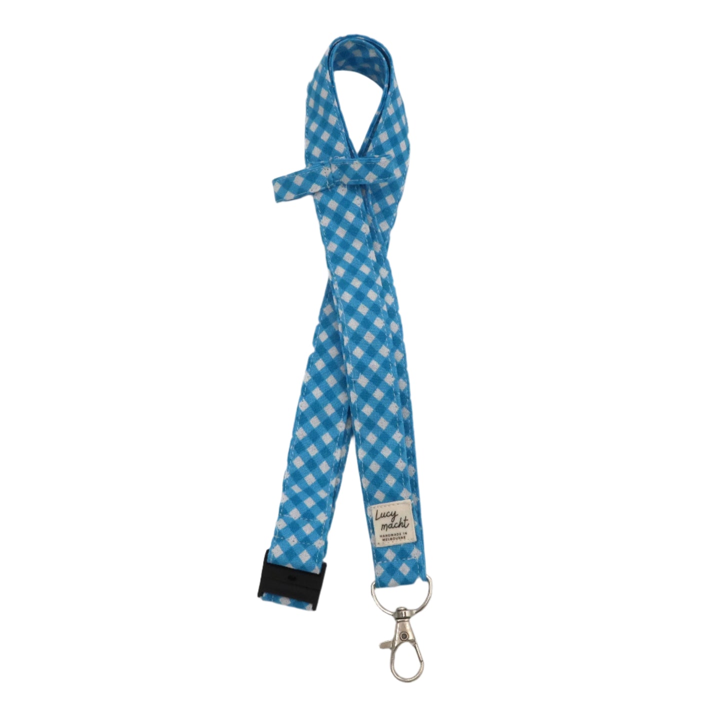 Blaues Mini-Gingham - Luxuriöses Schlüsselband