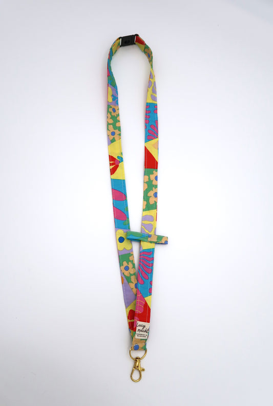 Neon Flowers - Looped Lanyard