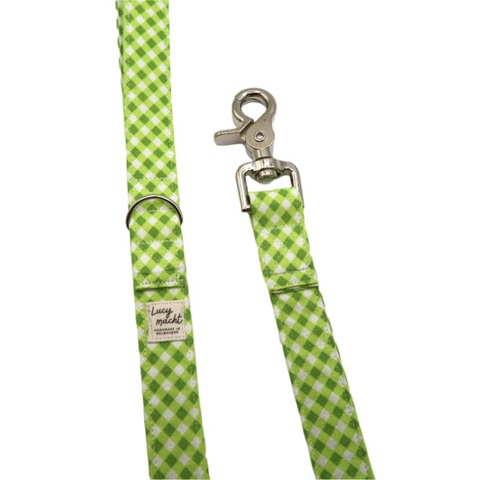 Lime Mini Gingham - Dog Lead