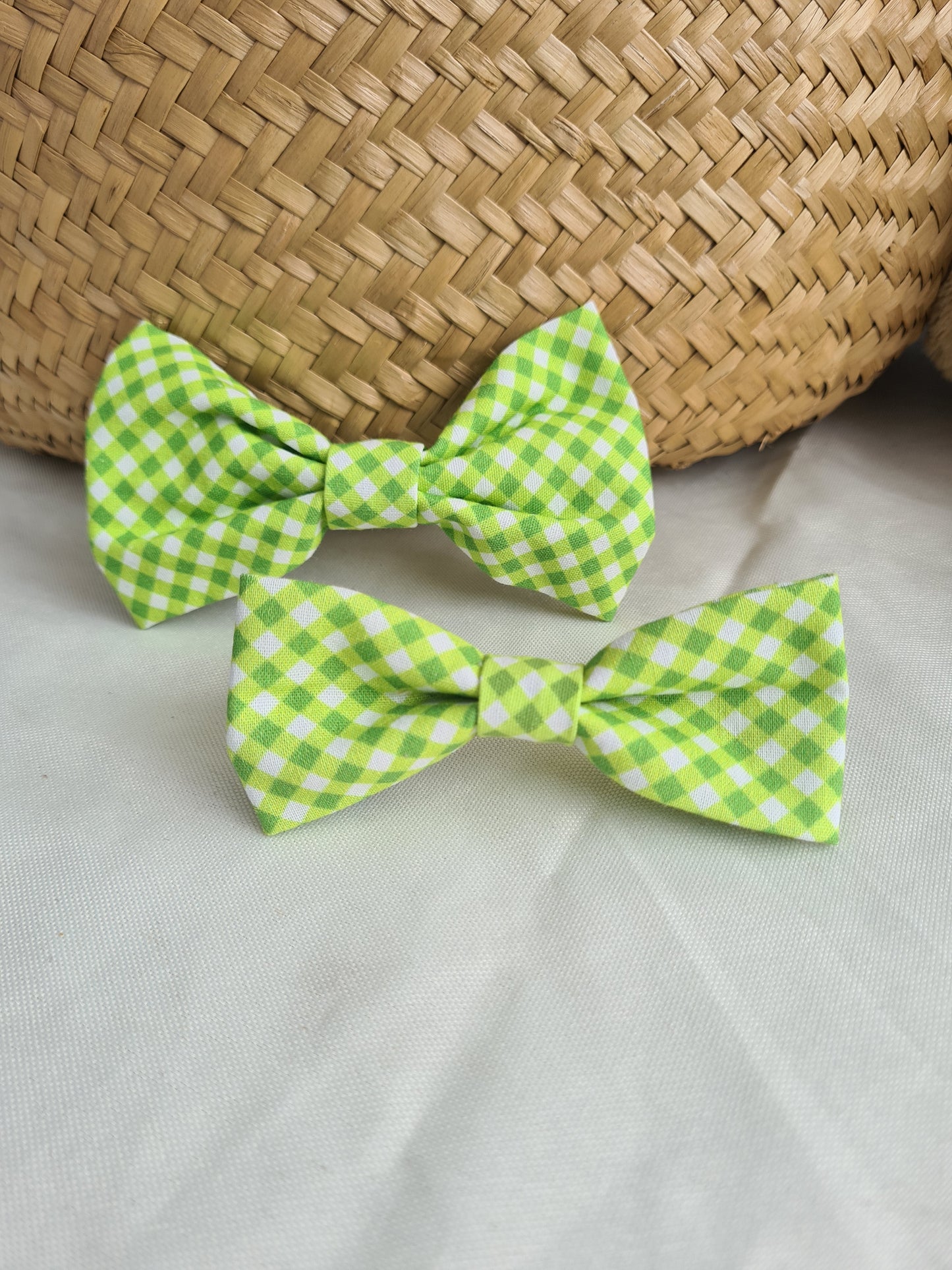 Lime Mini Gingham - Hair Bow