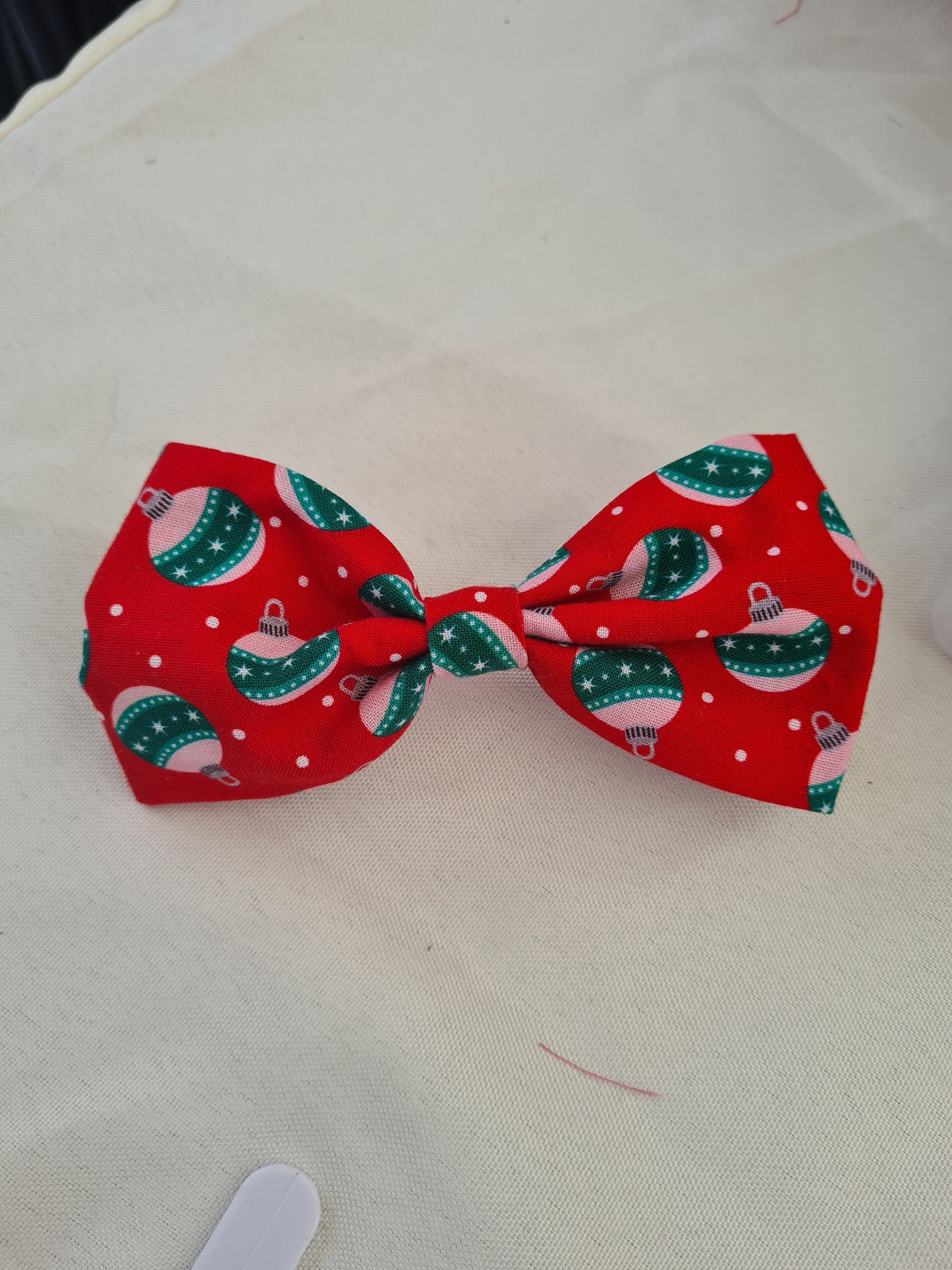 Christmas Baubles Red - Pet Bow Tie