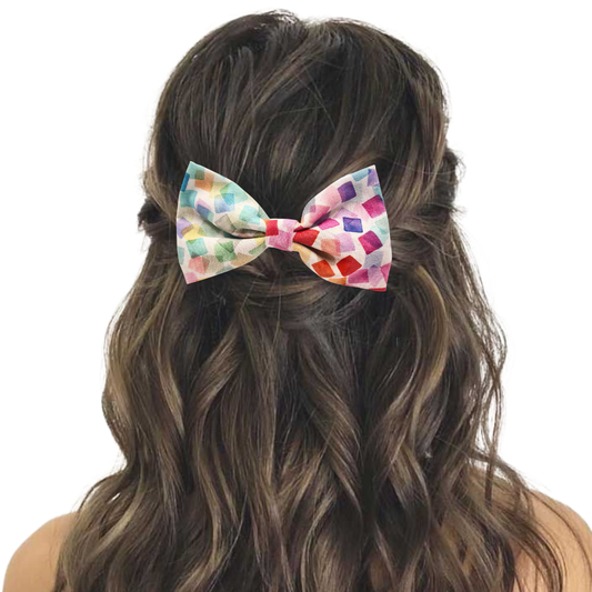 White Squarefetti - Hair Bow