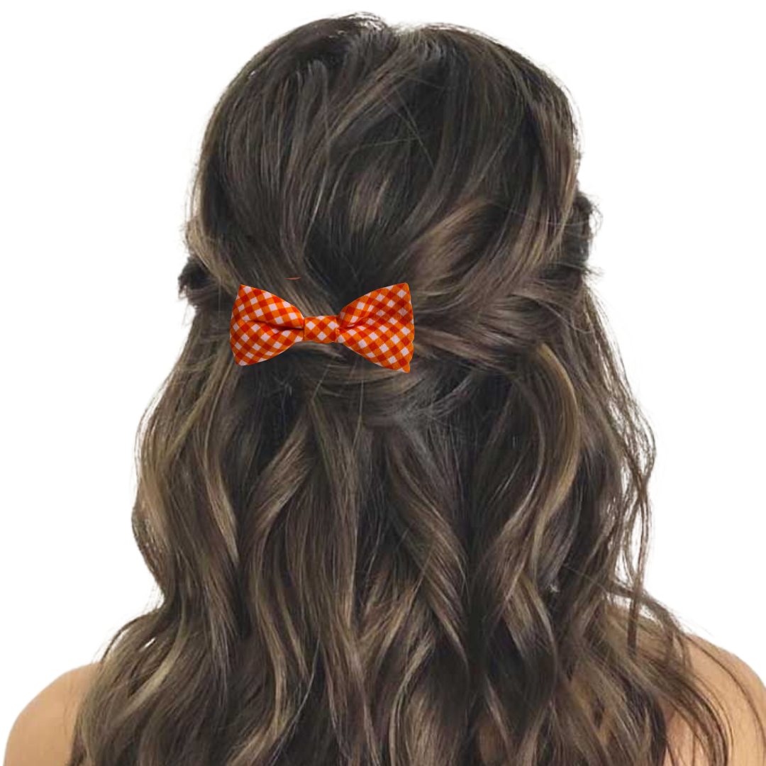 Mandarin Mini Gingham - Hair Bow