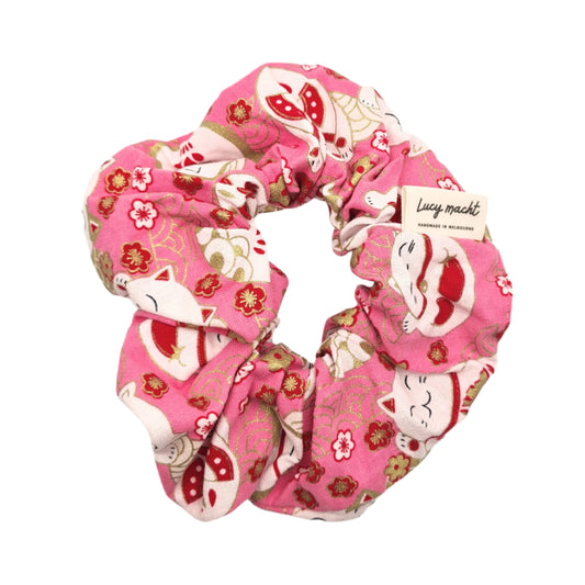 Pink Lucky Cat - Scrunchie