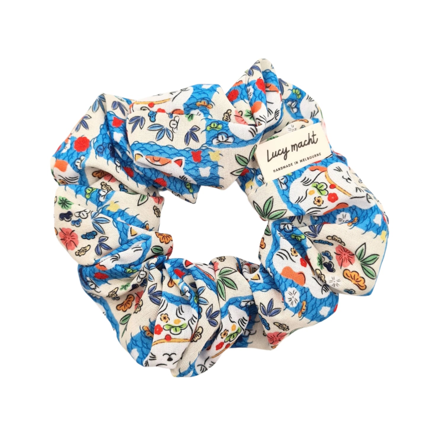 Mediterranean Lucky Cat - Scrunchie