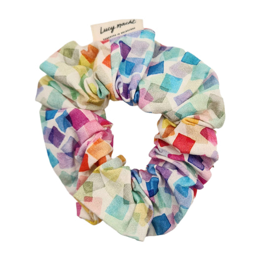 White Rainbow Squarefetti - Scrunchie
