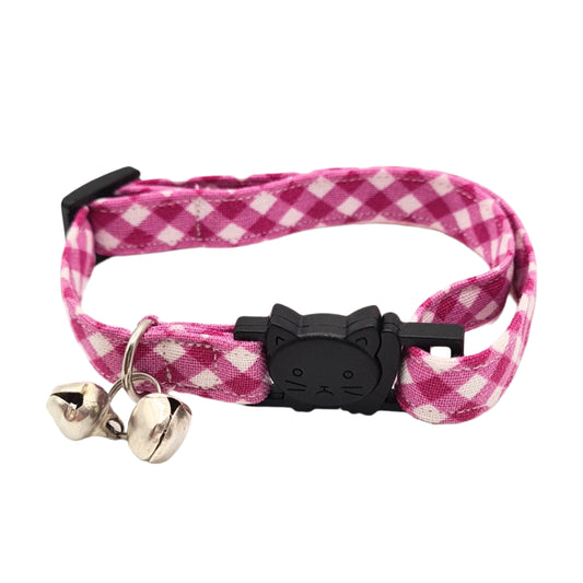 Mulberry Mini Gingham - Adjustable Cat Collar