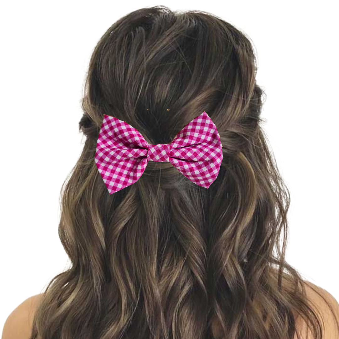 Mulberry Mini Gingham - Hair Bow