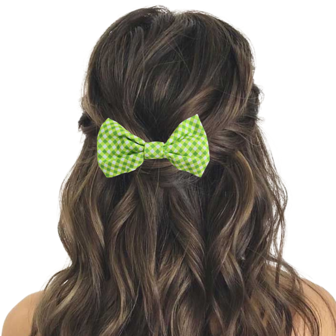 Lime Mini Gingham - Hair Bow