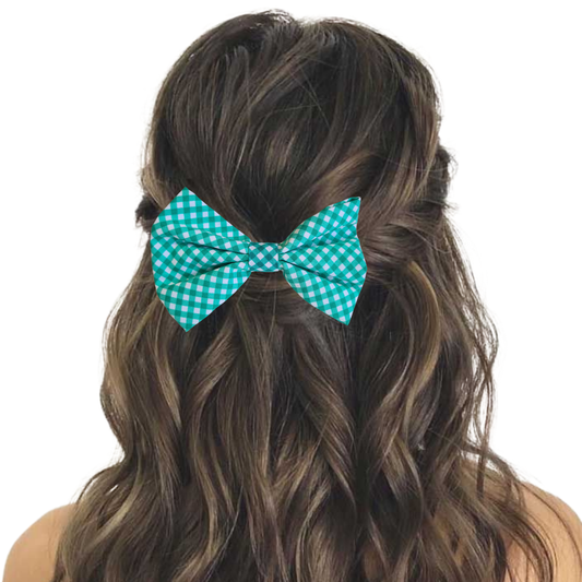 Mint Mini Gingham - Hair Bow