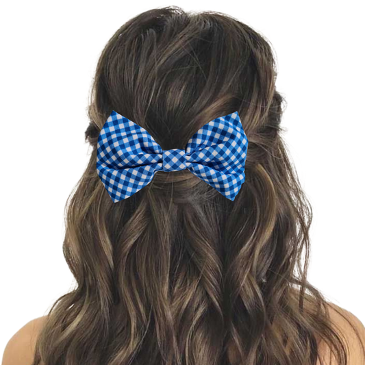 Navy Mini Gingham - Hair Bow