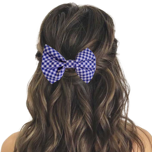 Grape Mini Gingham - Hair Bow