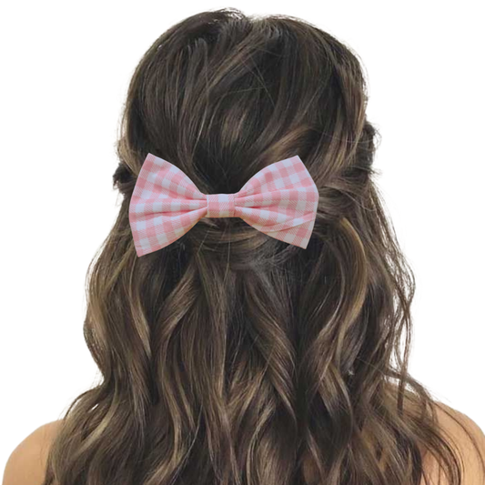 Pastel Pink Gingham - Hair Bow