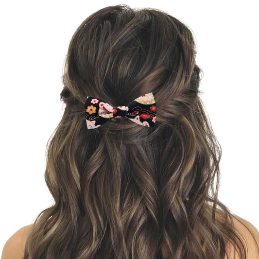 Black Lucky Cat - Hair Bow