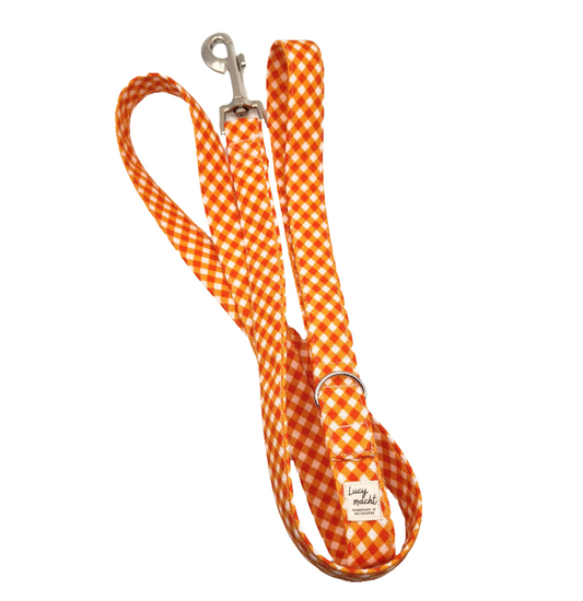 Mandarin Mini Gingham - Dog Lead