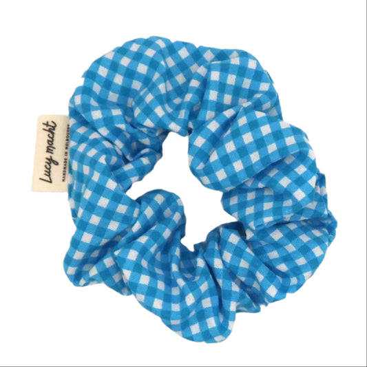 Bright Blue Mini Gingham - Scrunchie