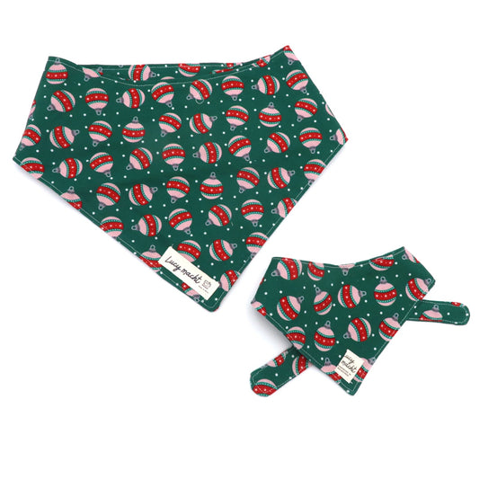 Christmas Baubles Green - Pet Tie Bandana