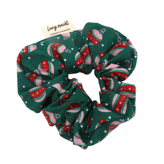 Christmas Baubles Green - Scrunchies