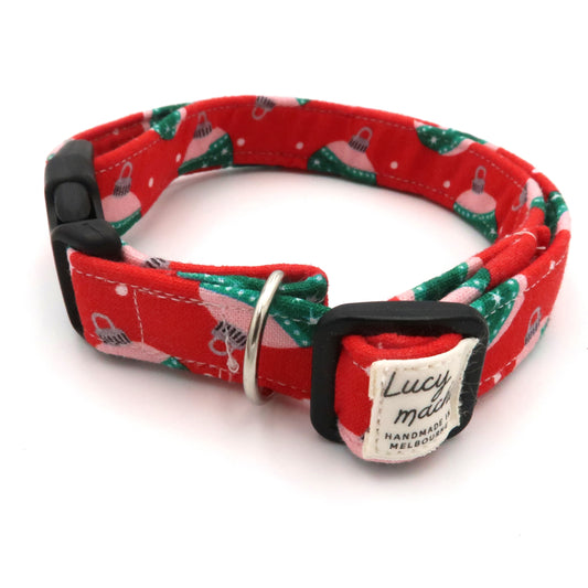 Rote Weihnachtskugeln - Verstellbares Hundehalsband