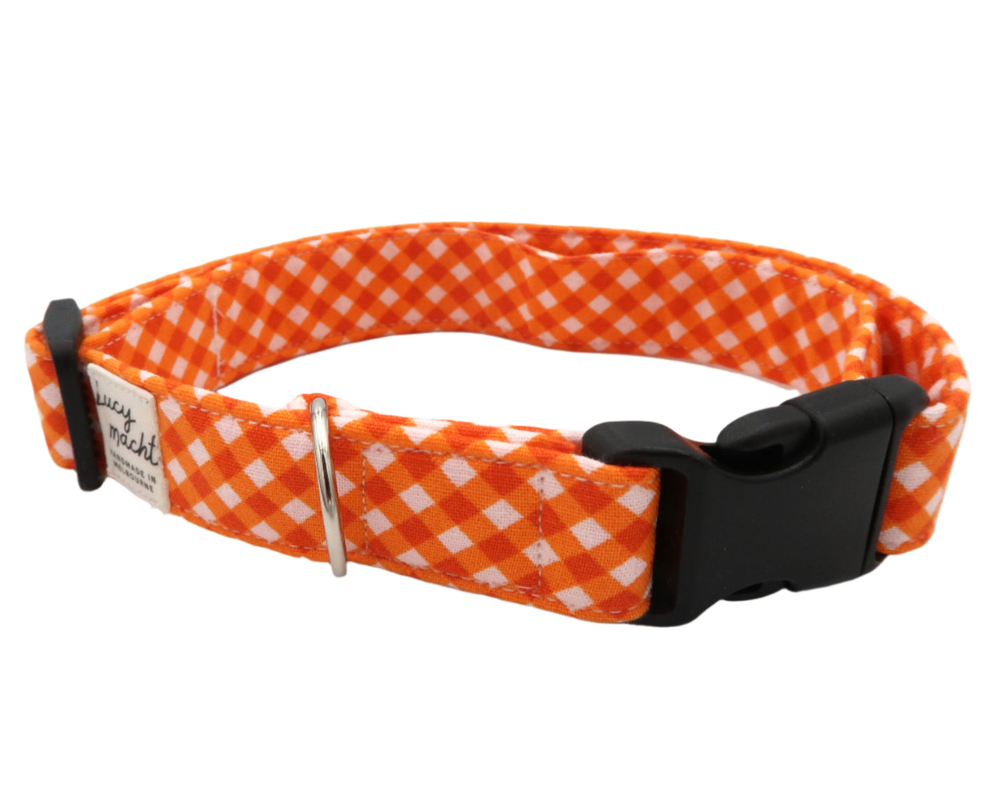 Mandarin Mini Gingham - Adjustable Dog Collar