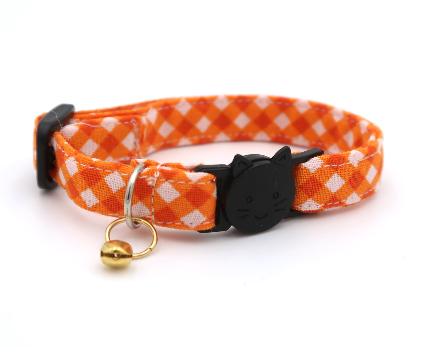 Mandarin Mini Gingham - Adjustable Cat Collar