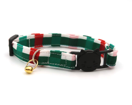Christmas Basket Weave - Adjustable Cat Collar