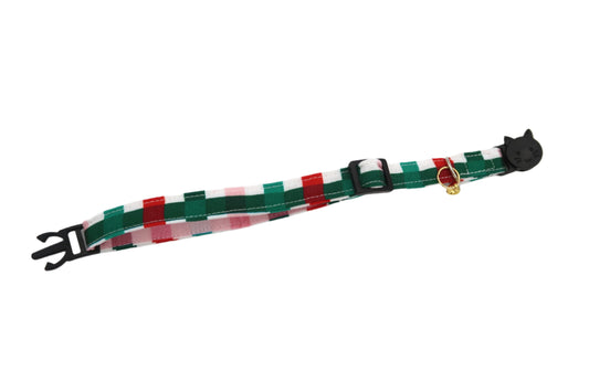 Christmas Basket Weave - Adjustable Cat Collar