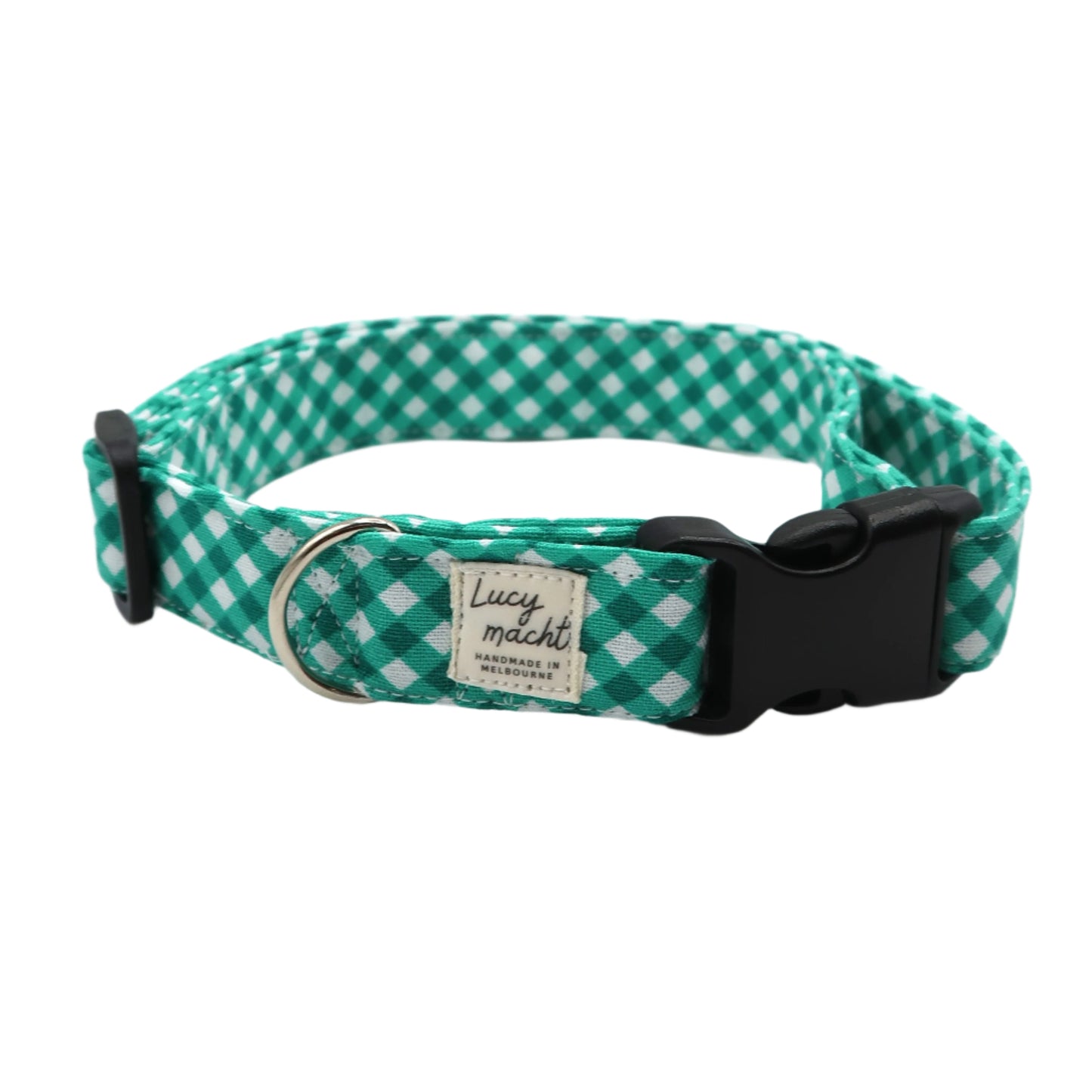 Mint Mini Gingham - Adjustable Dog Collar