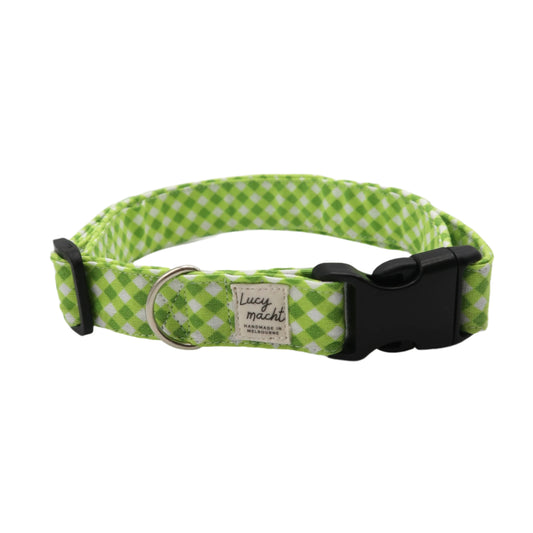 Lime Mini Gingham - Adjustable Dog Collar