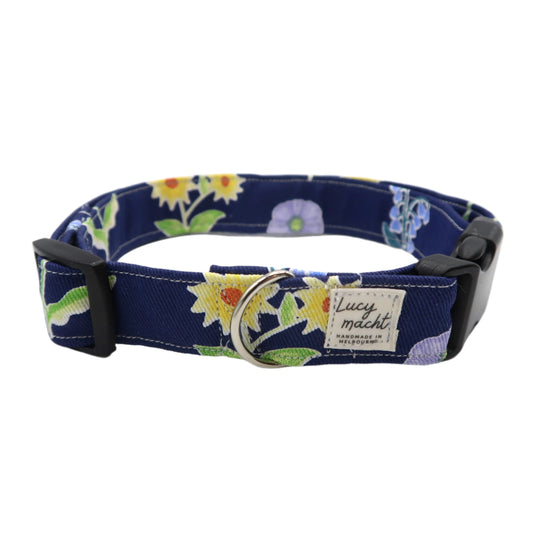 Navy Botanics - Adjustable Dog Collar