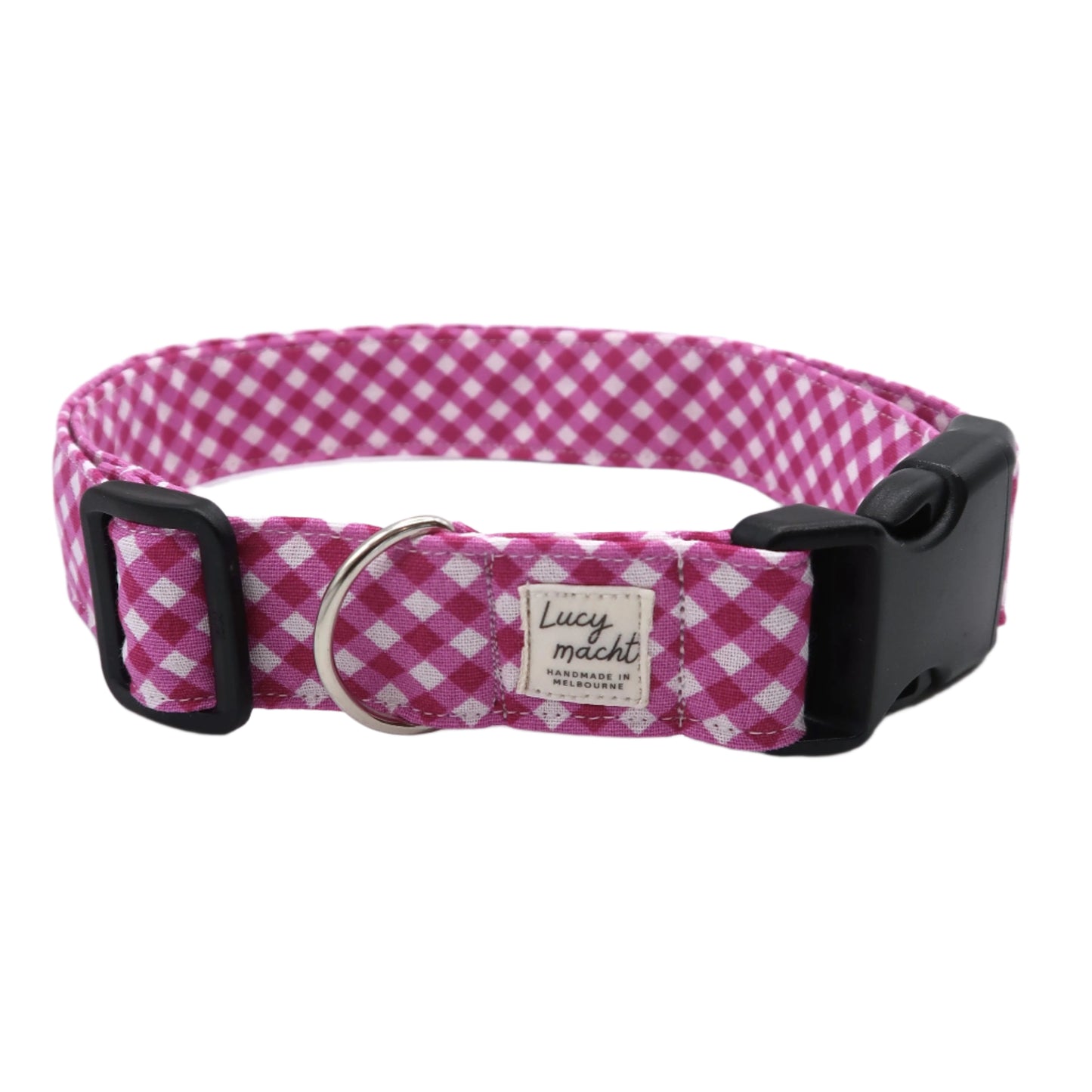 Mulberry Mini Gingham - Adjustable Dog Collar