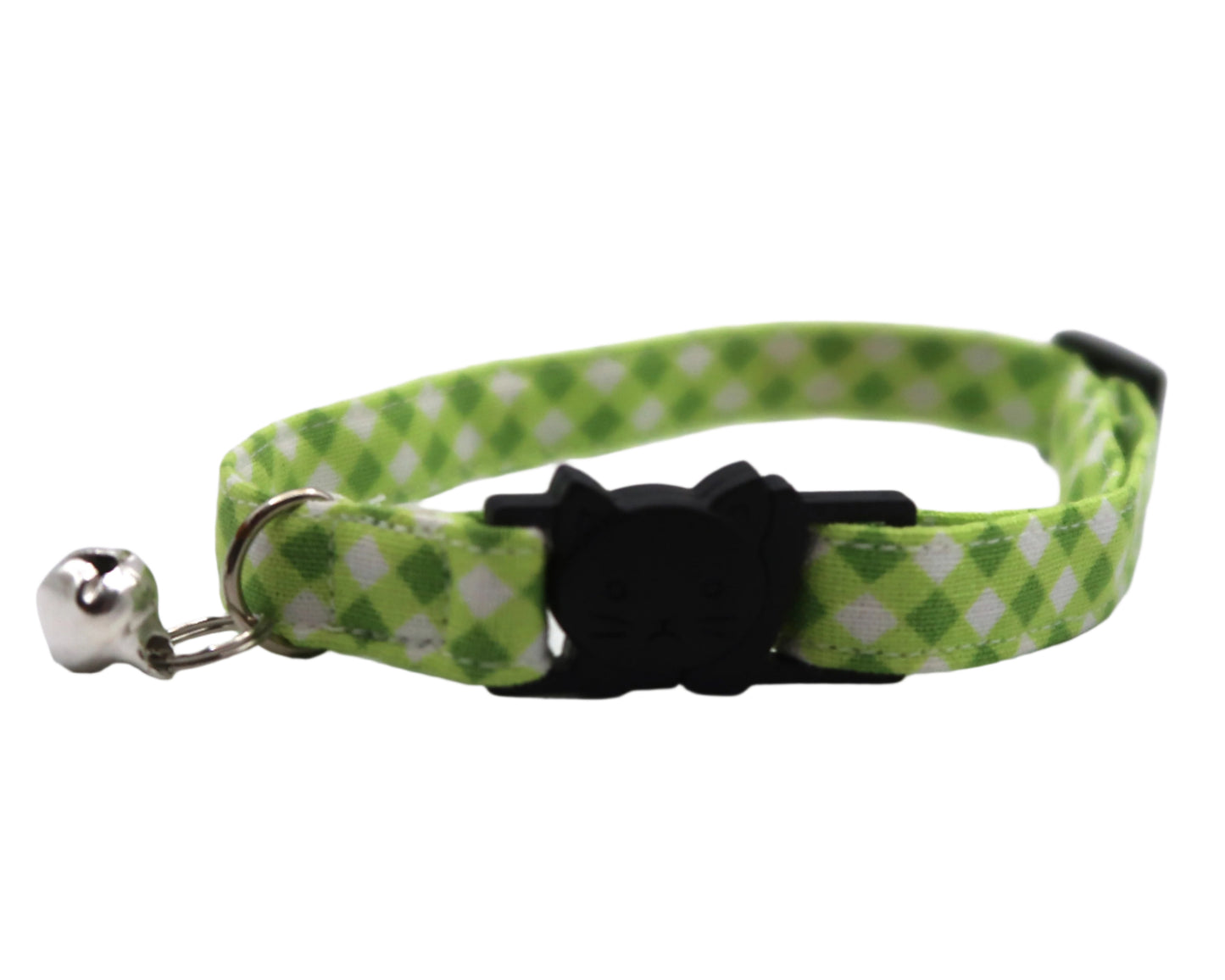 Lime Mini Gingham - Adjustable Cat Collar